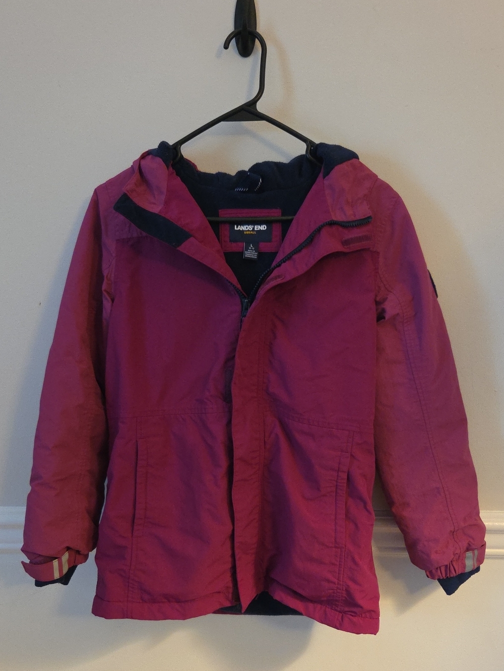 Lands’ End Girls Squall Waterproof Winter Parka Jacket Berry Pink Purple M 10-12